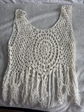 Rebellion Cream Crochet Fringe Camisole